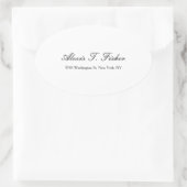 Klassieke kalligrafie Script Eenvoudig Wit Ovale Sticker (Tas)