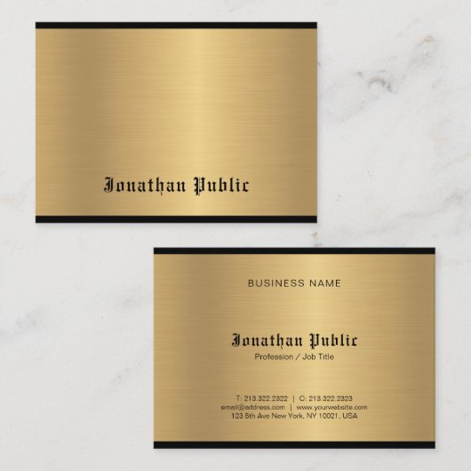 Klassieke kalligrafie Script Glam Gold Elegant Lux Visitekaartje (Voorkant / Achterkant)