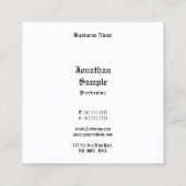 Klassieke kalligrafie Script Retro Look Zwart Wit Vierkante Visitekaartje (Achterkant)