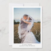 Klassieke kalligrafie script trouwfoto bedankkaart (Voorkant)