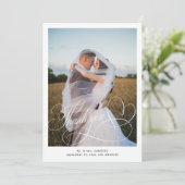 Klassieke kalligrafie script trouwfoto bedankkaart (Staand voorkant)