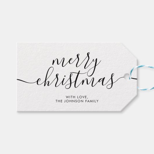 Klassieke kalligrafie Vroege kerstfeestdag Cadeaulabel (Voorkant (Horizontaal))