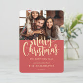 Klassieke kalligrafie Vroege kerstfoto Feestdagenkaart (Staand voorkant)