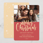 Klassieke kalligrafie Vroege kerstfoto Feestdagenkaart (Voorkant / Achterkant)