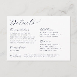 Klassieke kalligrafie Witte bruiloft Details Informatiekaartje