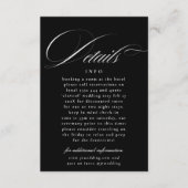 Klassieke kalligrafie zwart wit bruiloft details informatiekaartje (Voorkant)