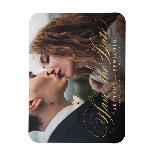 Klassieke kalligrafiefoto bruiloft, behalve de dat magneet (Verticaal)