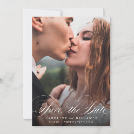 Klassieke kalligrafiefoto bruiloft, behalve de dat save the date