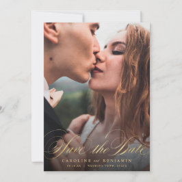 Klassieke kalligrafiefoto bruiloft, behalve de dat save the date