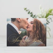 Klassieke kalligrafiefoto bruiloft, behalve de dat save the date (Staand voorkant)