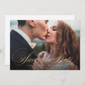 Klassieke kalligrafiefoto bruiloft, behalve de dat save the date (Voorkant / Achterkant)