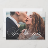 Klassieke kalligrafiefoto bruiloft, behalve de dat save the date (Voorkant)