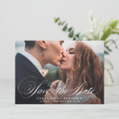 Klassieke kalligrafiefoto bruiloft, behalve de dat save the date (Staand voorkant)