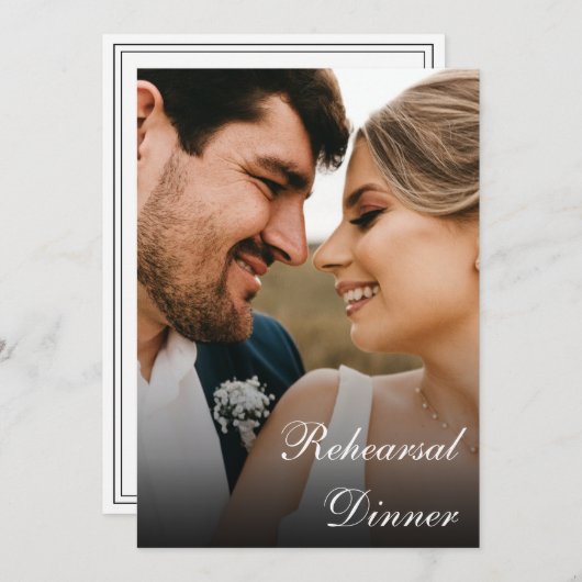 Klassieke kalligrafiescript Foto repesal Dinner Kaart (Voorkant / Achterkant)