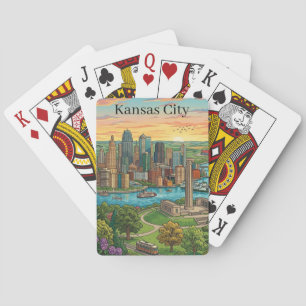 Klassieke Kansas City Silhouette Reis Kunst Pokerkaarten