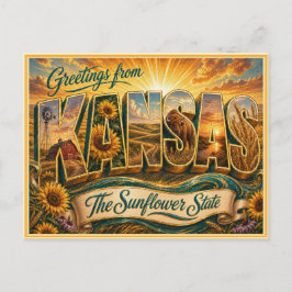Klassieke Kansas Groet Vanuit Ansichtkaart Briefkaart