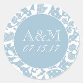 Klassieke kant monogram bruiloft Sticker (Voorkant)