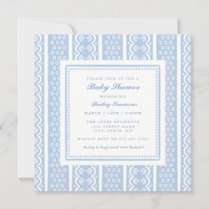 Klassieke Kanten Streep Baby Shower Uitnodiging