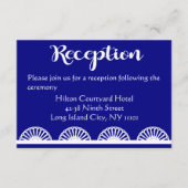 Klassieke Kanten Trouwreceptie Koningsblauw Marine Informatiekaartje (Voorkant)