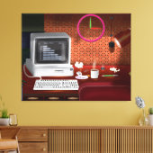 Klassieke Kantoor 1980 met computer Canvas Afdruk (Insitu (Woonkamer))