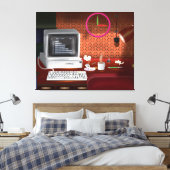 Klassieke Kantoor 1980 met computer Canvas Afdruk (Insitu (Slaapkamer))