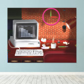 Klassieke Kantoor 1980 met computer Canvas Afdruk (Insitu (Houten vloer))