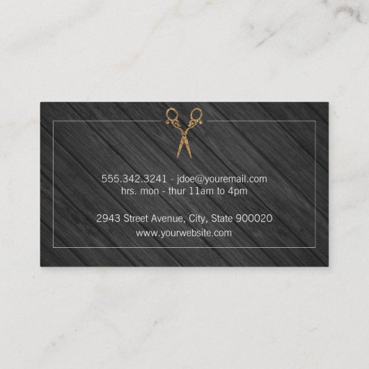 Klassieke kapperszaak Hout Fancy schaar Visitekaartje (Achterkant)