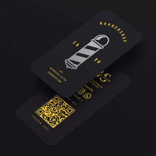 Klassieke Kapperszaak Kapper Paal Geel Zwart Visitekaartje