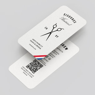 Klassieke kapperszaak kapper rood wit blauw modern visitekaartje