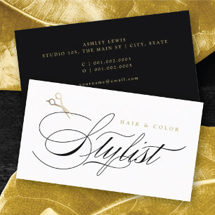Klassieke Kapsalon Calligrafie Gouden Schaar Visitekaartje