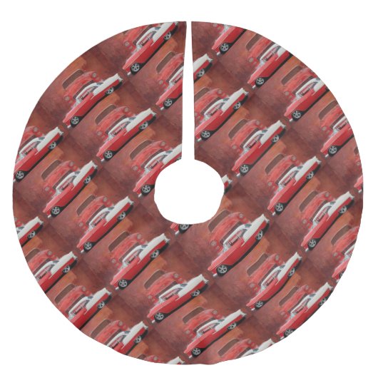 Klassieke kar Chevy Bel Air Red White  Dodge Kerstboom Rok (Voorkant)