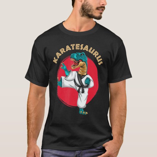 Klassieke Karatesaurus Grappige Karate Dinosaur T-shirt (Voorkant)