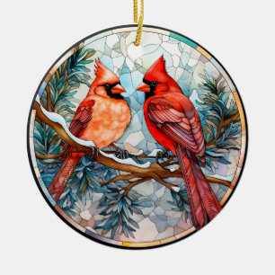 Klassieke Kardinaal Glas-in-lood Kerstmis Keramisch Ornament