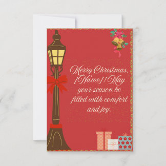 Klassieke Karmozijnrode Kerstkaart – Crème Script