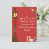 Klassieke Karmozijnrode Kerstkaart – Crème Script (Staand voorkant)