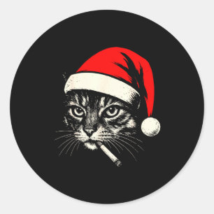 Klassieke kat die sigaret rookt Kerstmis kat Sinte Ronde Sticker
