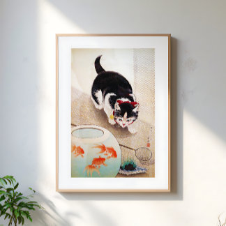Klassieke kat Japanse illustratie kunst Poster