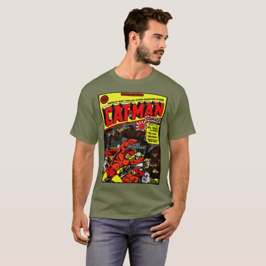 Klassieke Kat-Man Comics uit 1940 T-shirt (Voorkant volledig)
