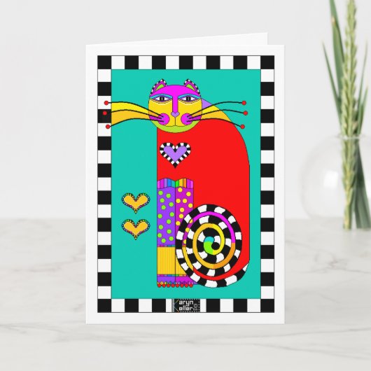 Klassieke kat met Legwarmers wenskaart Kaart (Voorkant)