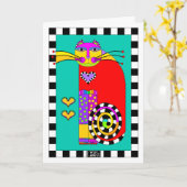 Klassieke kat met Legwarmers wenskaart Kaart (Gele Bloem)