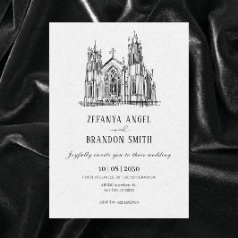 Klassieke  kathedraal bruiloft kaart