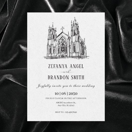 Klassieke  kathedraal bruiloft kaart