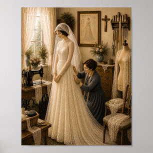Klassieke Katholieke Bruids Sluier Naaister Trouw Poster