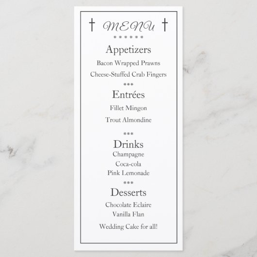 Klassieke katholieke monogrammed Wedding Menu (Voorkant)