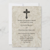 Klassieke Katholieke Trouwkaart met Swirl Kruis Kaart (Voorkant)