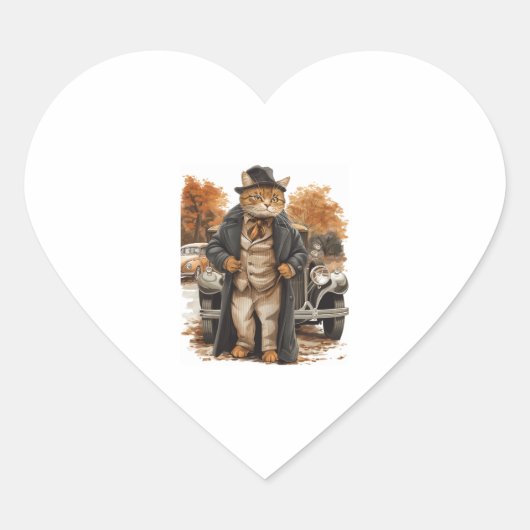 Klassieke Katte-elegantie Hart Sticker (Voorkant)