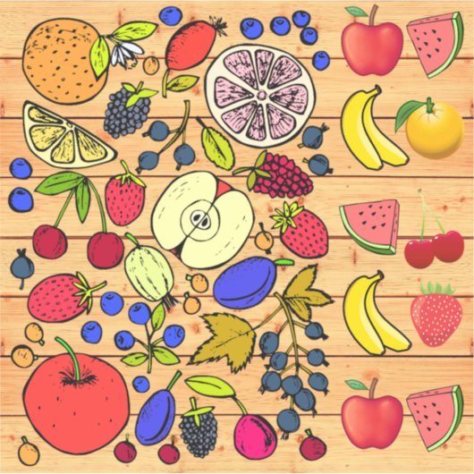 Klassieke Kawaii Fruit Sticker voor kinderen (Voorkant)