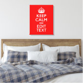 Klassieke Keep Calm and Jouw tekst Red Canvas Afdruk (Insitu (Slaapkamer))