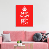 Klassieke Keep Calm and Jouw tekst Red Canvas Afdruk (Insitu (Woonkamer))