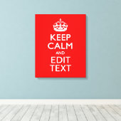 Klassieke Keep Calm and Jouw tekst Red Canvas Afdruk (Insitu (Houten vloer))